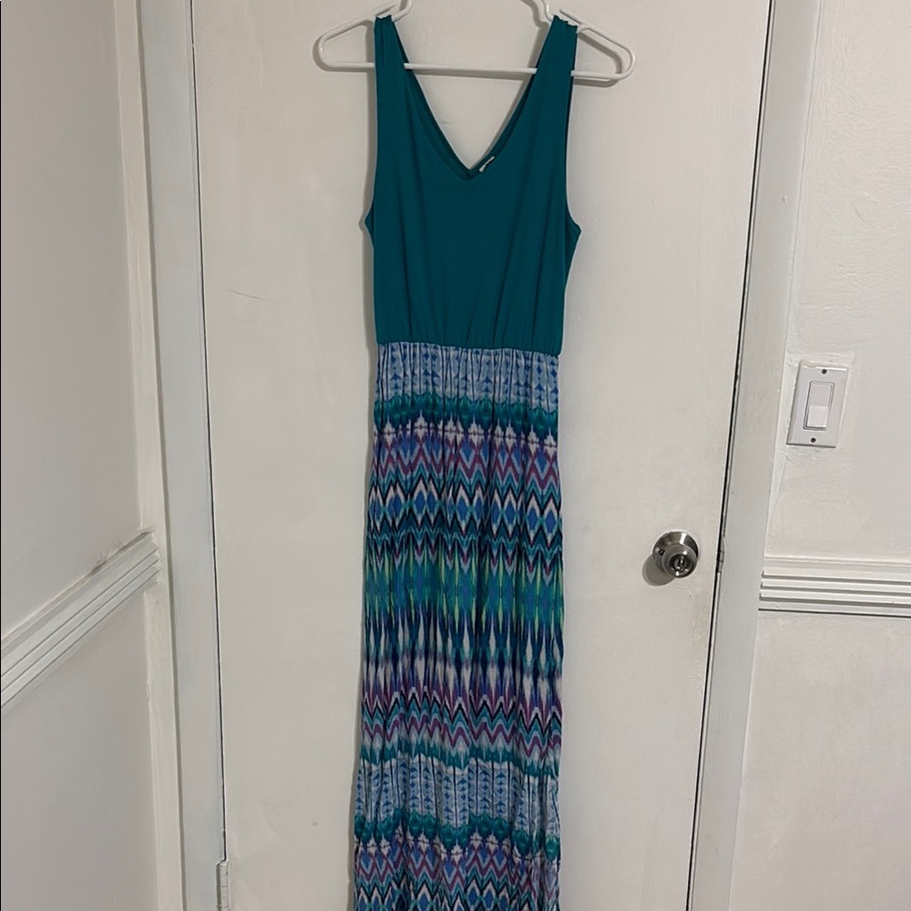 Teal and Multicolor Maxi Dress